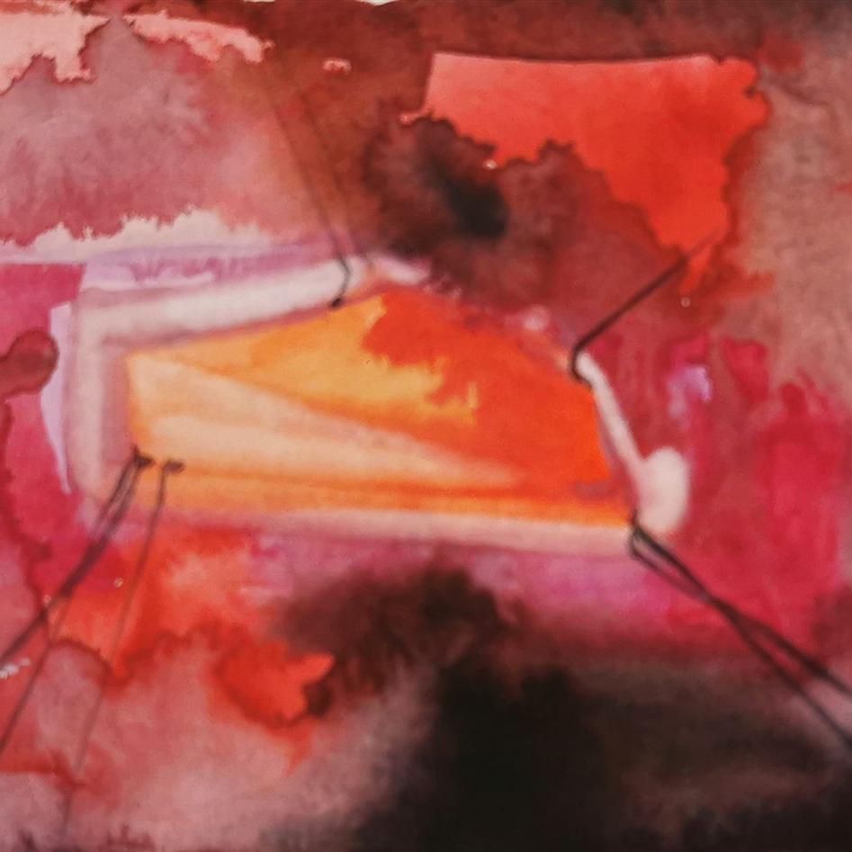 "Einschnitt 1" 2/2025, 10 x 20 cm, Aquarell auf Papier