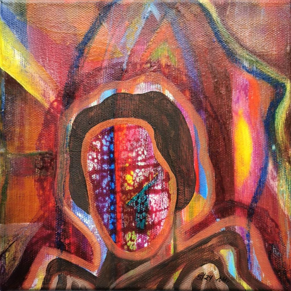 "Portrait einer Frau 2"  5/24 20x20cm Öl, Ölkreide auf Leinwand 