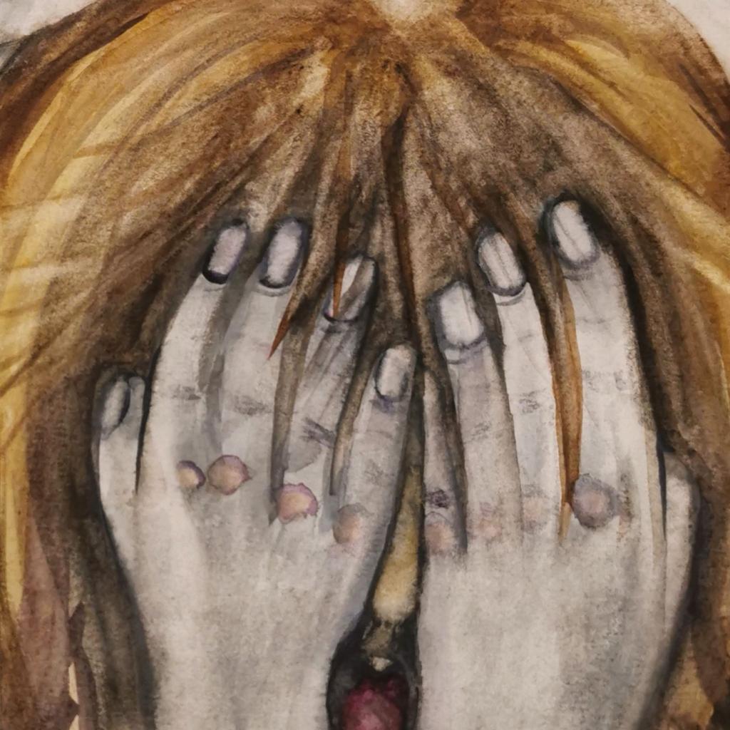 Entsetzen 22025, 17 x 24 cm, Aquarell auf Papier