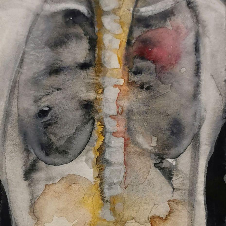 Innenausstattung 22025, 20 x 10 cm, Aquarell auf Papier