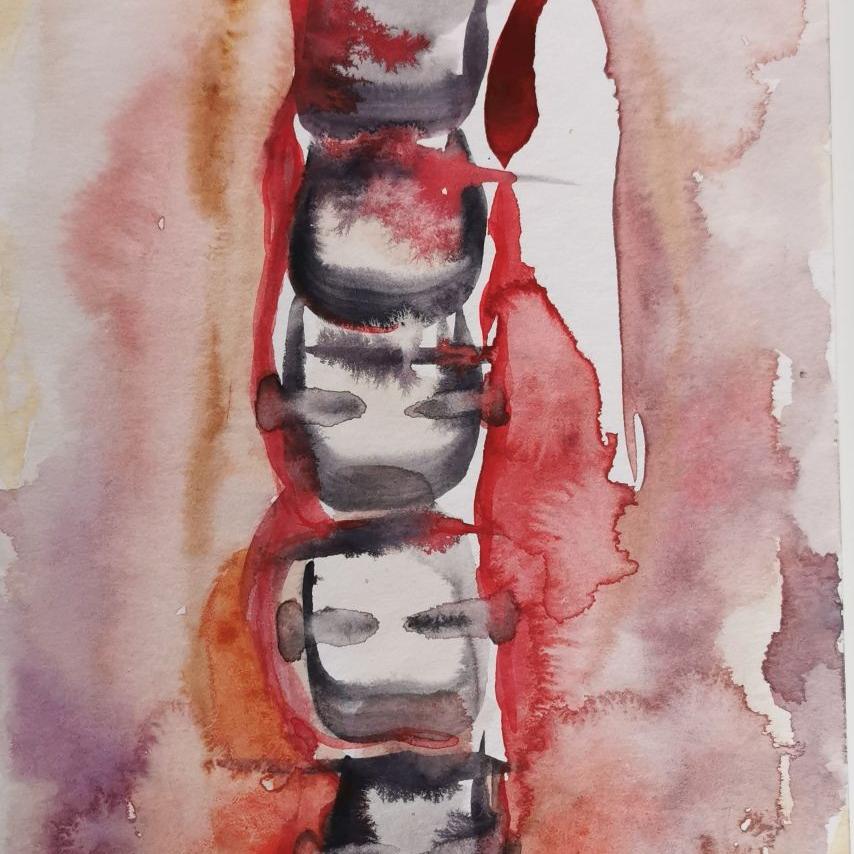 Rückgrat 22025, 30 x 15 cm, Aquarell auf Papier