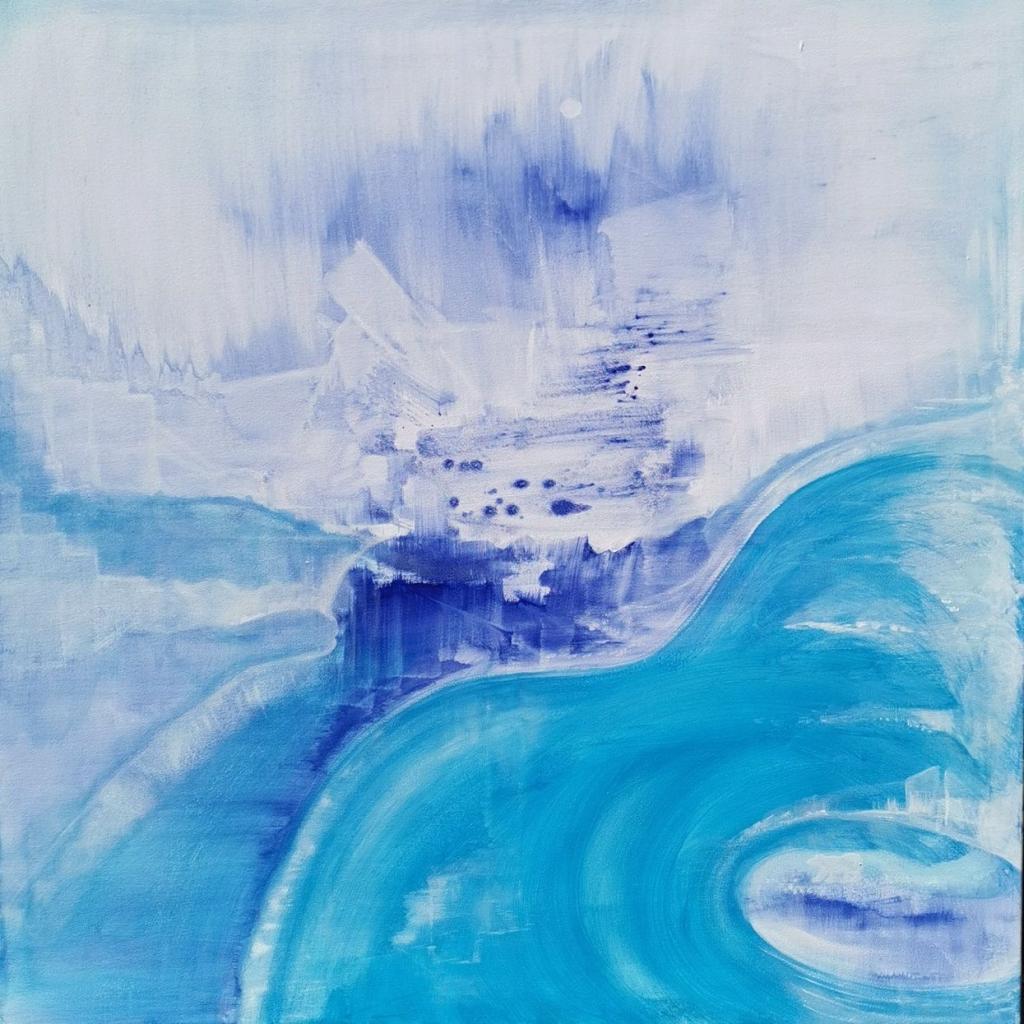 "ewiges Eis" 7/2025 100x100cm Ölfarbe u. Pigmente auf Leinwand