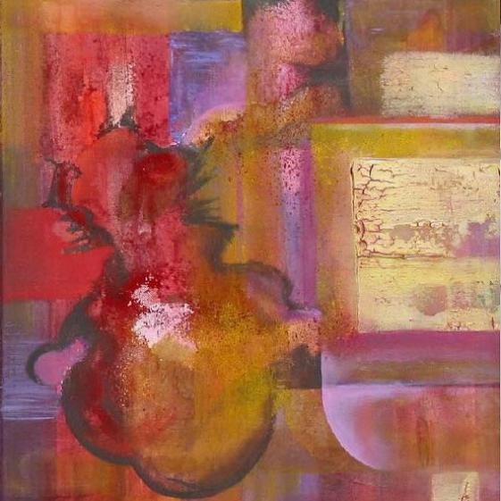 "Gestalt Teil 1 und Teil 2" 09/2009, 60 x 50 cm, Marmormehl, Pigmente, Acrylfarbe, Goldstaub, Tusche, Ölfarbe auf Leinwand ●