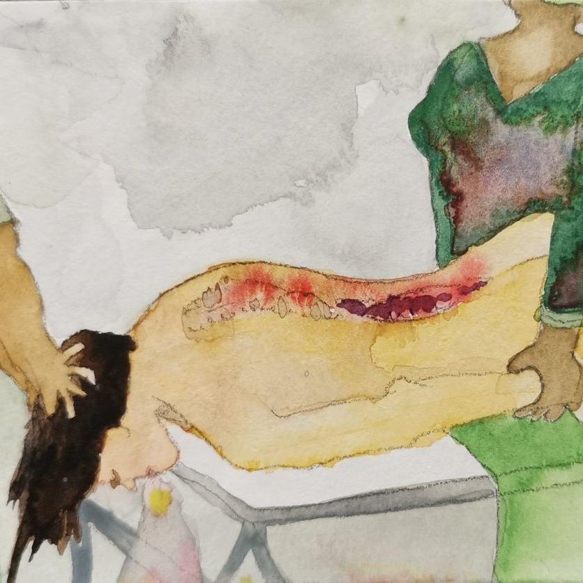 "Restauration" 2/2025, 10 x 20 cm, Aquarell auf Papier