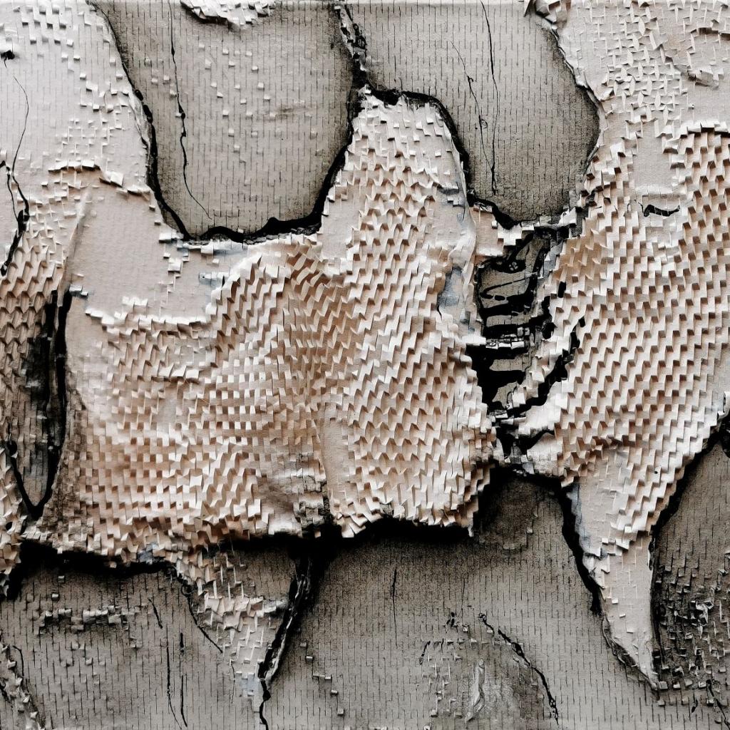 "Vereinigung" 4/2025, 40 x 50 cm, Papier, Ölfarbe und Lack auf Leinwand